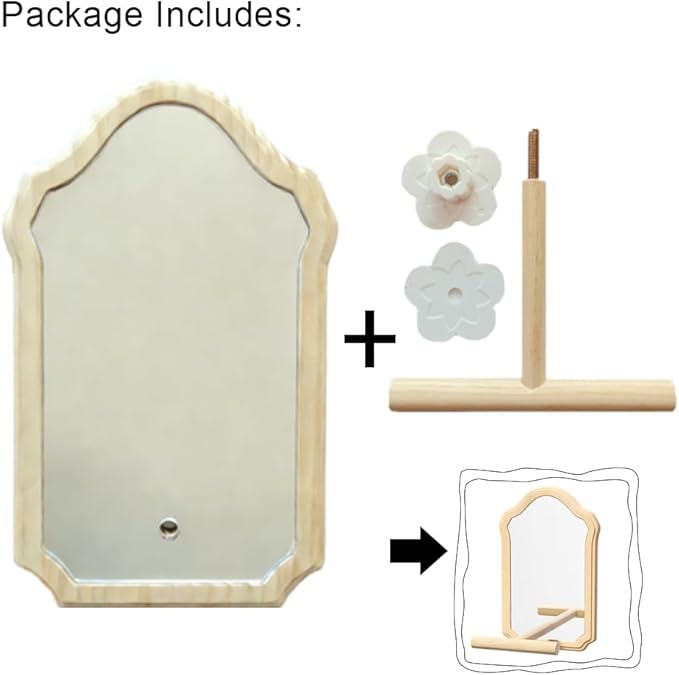 parrot standing mirror toy with chewing perch