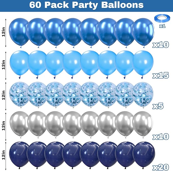 Blue latex balloons for party decoration and backdrop setup