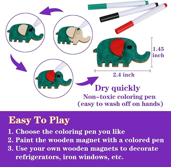 Wooden magnet craft kit for kids, ideal for party favors and Easter crafts