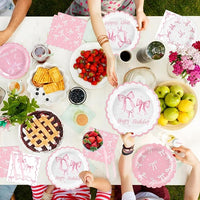Party favors and decorations for girls’ birthday parties, pink bow theme