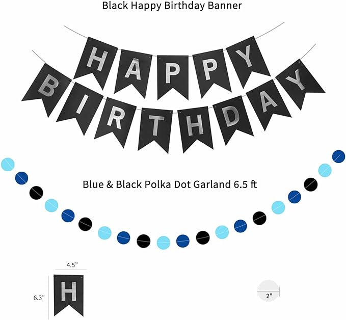 Blue pom poms decoration for birthday party theme setup