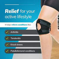 Close-up of adjustable straps on patella knee brace for personalized compression and patella alignment