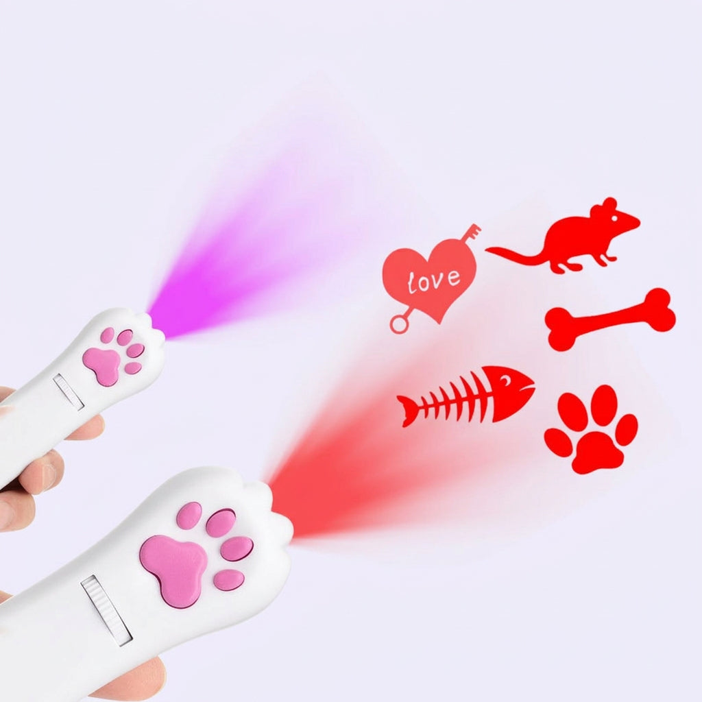 Interactive cat teaser with paw-shaped light projection