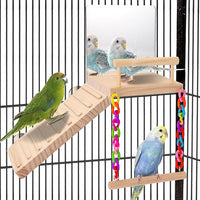 Perch Platform Bird Toys with Mirror & Climbing Ladder Swing for Birds