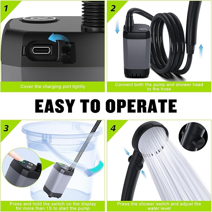 Portable camping shower for pet bathing and cleaning