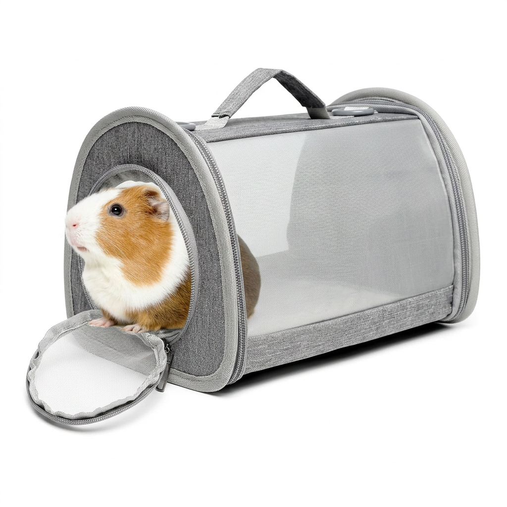 Small Pet Travel Carrier Bag for Lizards, Birds, and Guinea Pigs in Gray