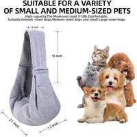 Front view of a gray pet carrier sling