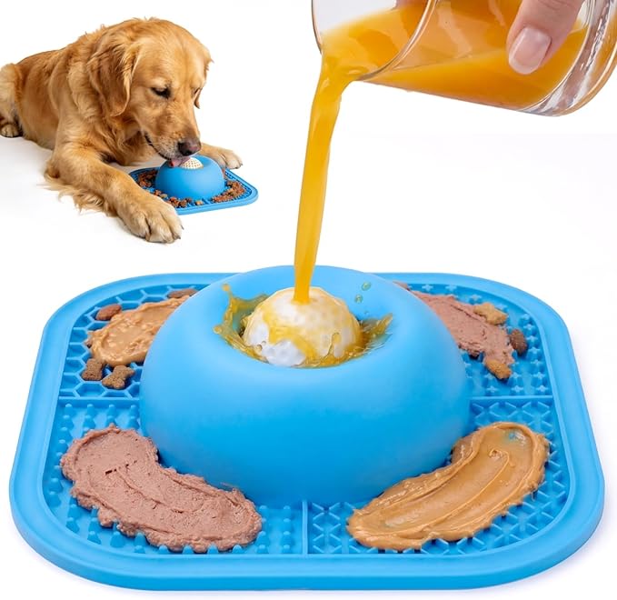 Pet feeding bowl with textured mat insert