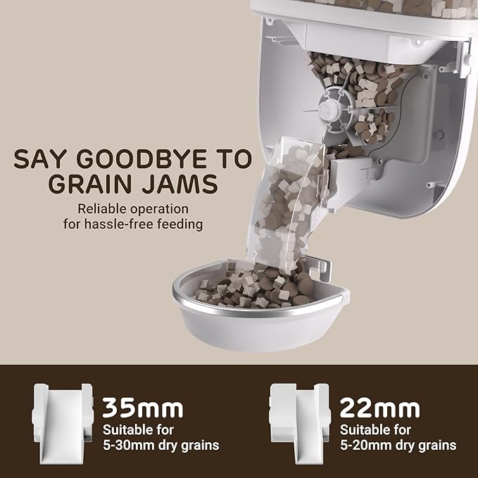 Side view of a compact pet food dispenser