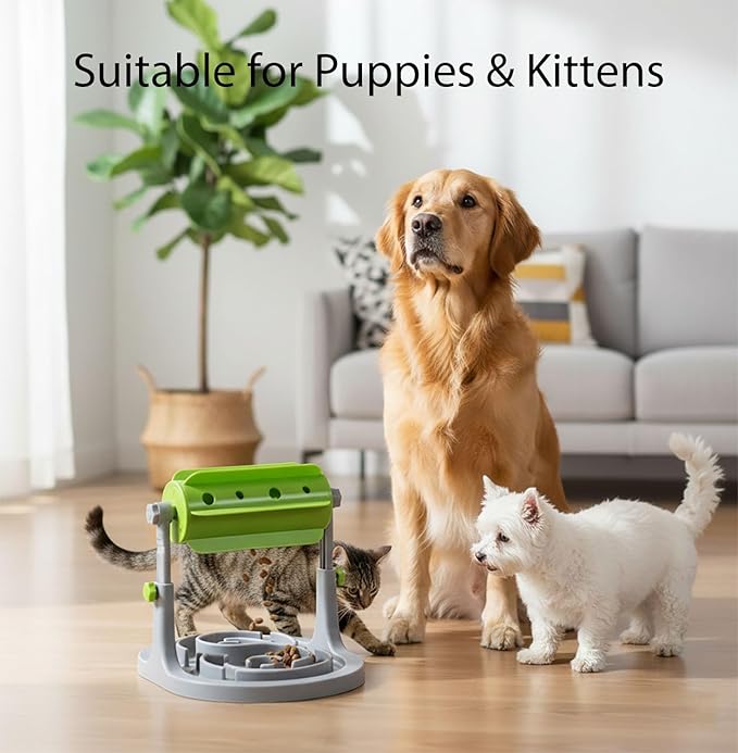 Dog and cat food puzzle toy with treat compartment