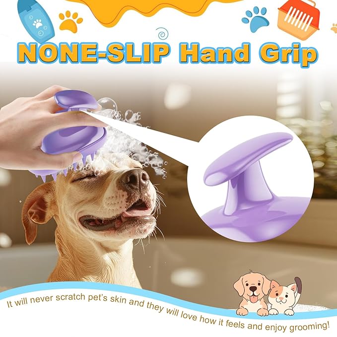 Pet Grooming Brush Soft Silicone for Dogs and Cats Bathing and Shedding