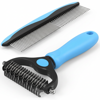 Pet Grooming Combo with Blue Deshedding Brush for Cats and Dogs