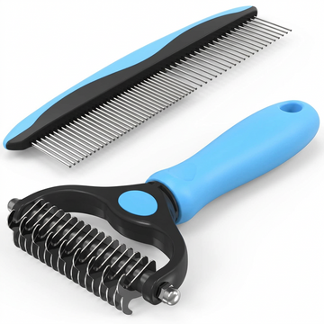 Pet Grooming Combo with Blue Deshedding Brush for Cats and Dogs