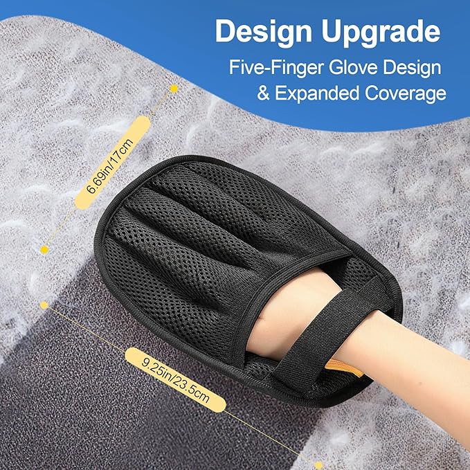 Close-up View of Pet Hair Removal Glove Showing Soft Silicone Bristles for Hair Collection