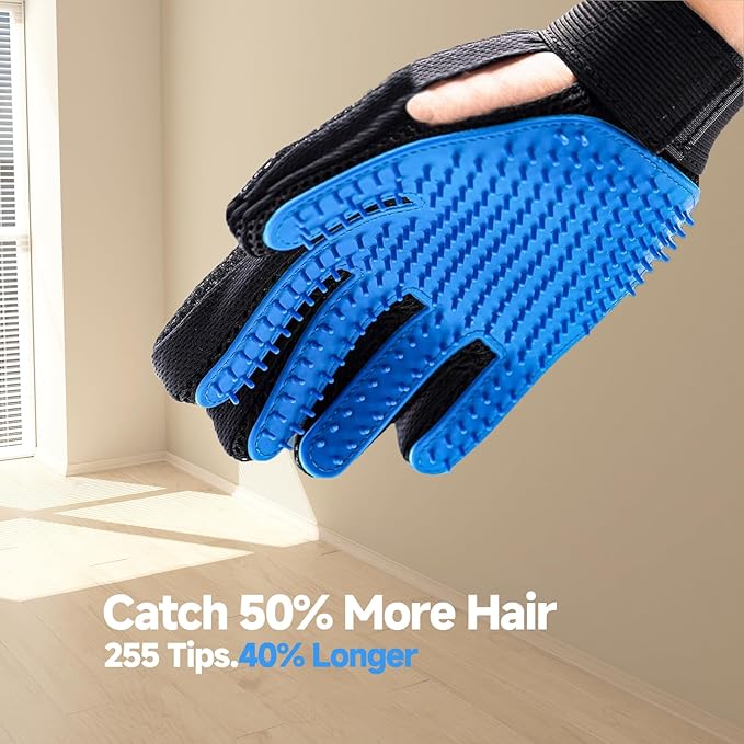 Pet Hair Removal Glove for Shedding Control – Massage Mitt and Deshedding Brush for Pets