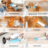 Pet hair vacuum grooming tool for collecting loose hair during grooming