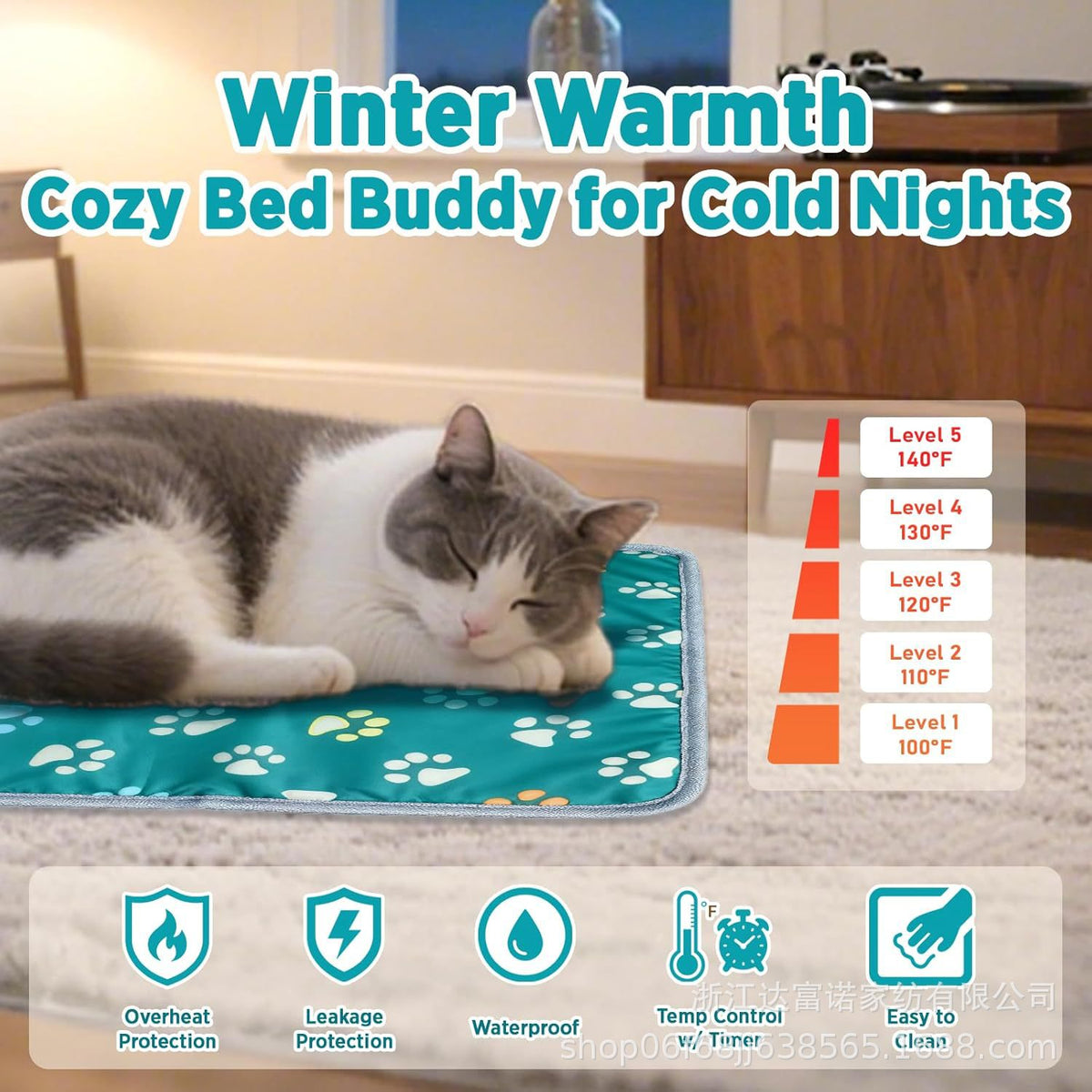 Pet Heating Pad for Dogs and Cats with Indoor Heated Surface