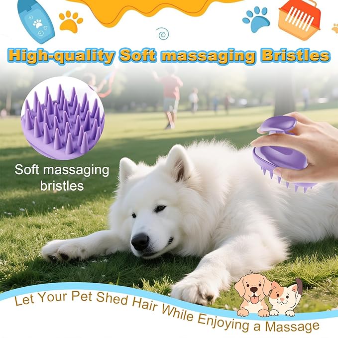 Pet Massage Silicone Brush Promotes Healthy Coat and Circulation