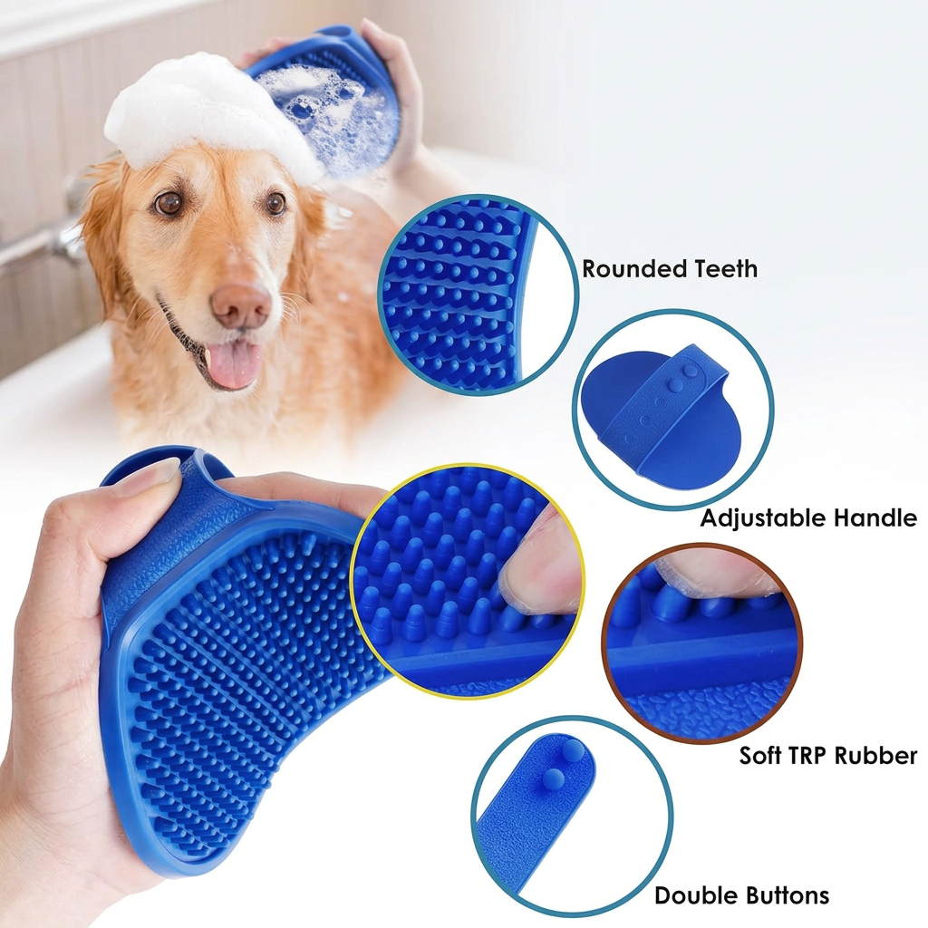 2 Pack Silicone Massaging Grooming Brushes for Dogs and Cats – Perfect for Wet & Dry Use