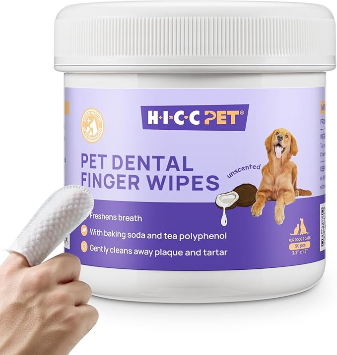 "Pet Teeth Cleaning Wipes for Dogs and Cats – Removes Plaque and Freshens Breath