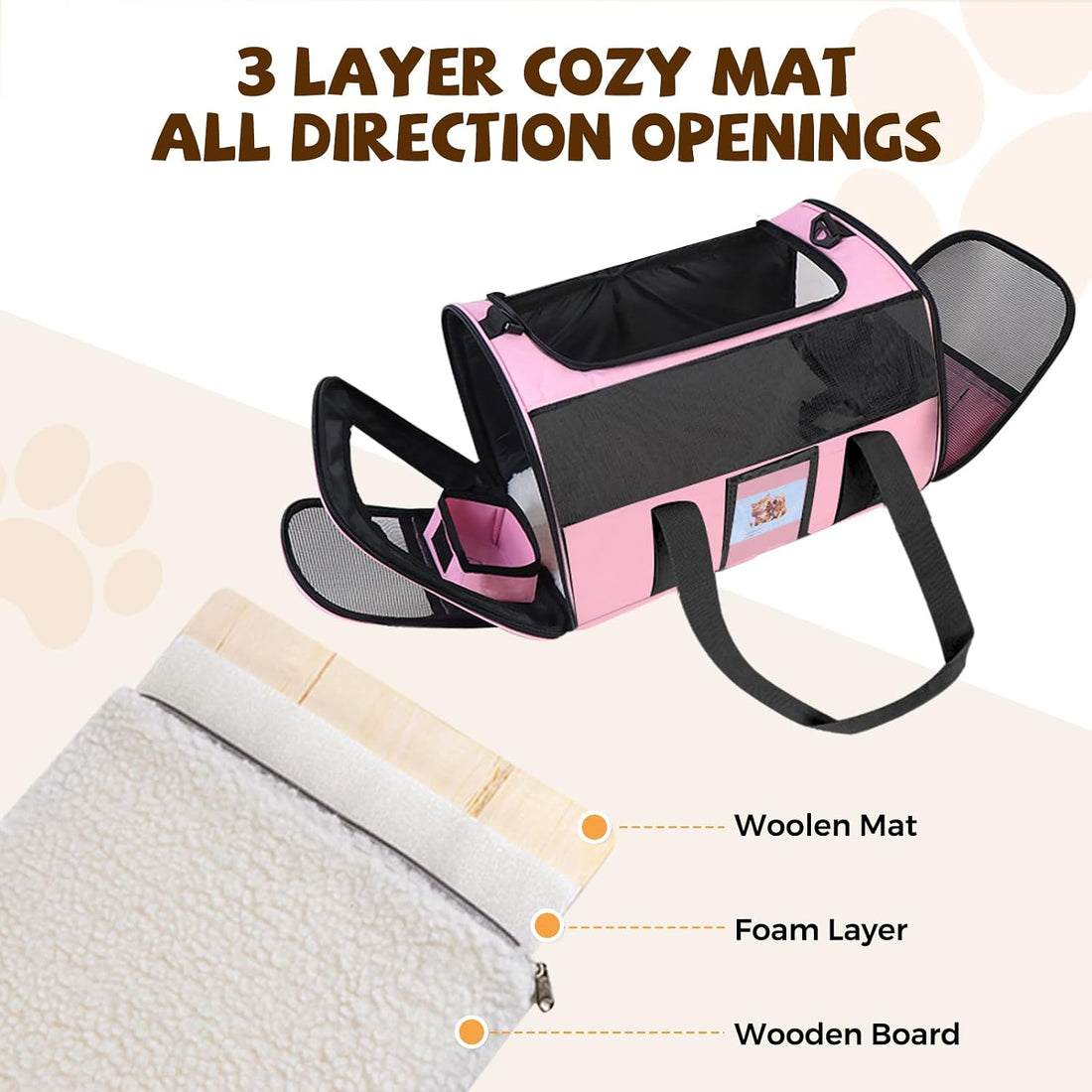 Pink Pet Travel Carrier For Cats And Small Dogs