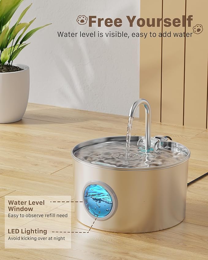 "Cat Water Bowl Fountain with Flowing Water Encouraging Hydration