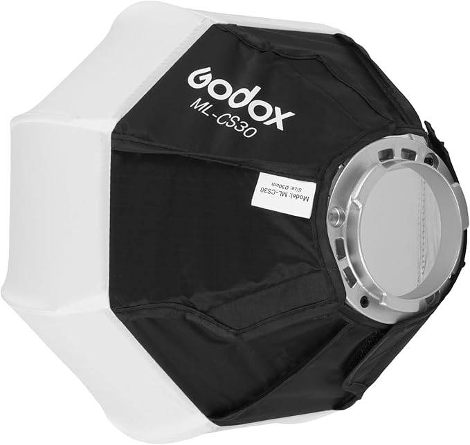 Close-up of softbox diffuser fabric and reflective interior
