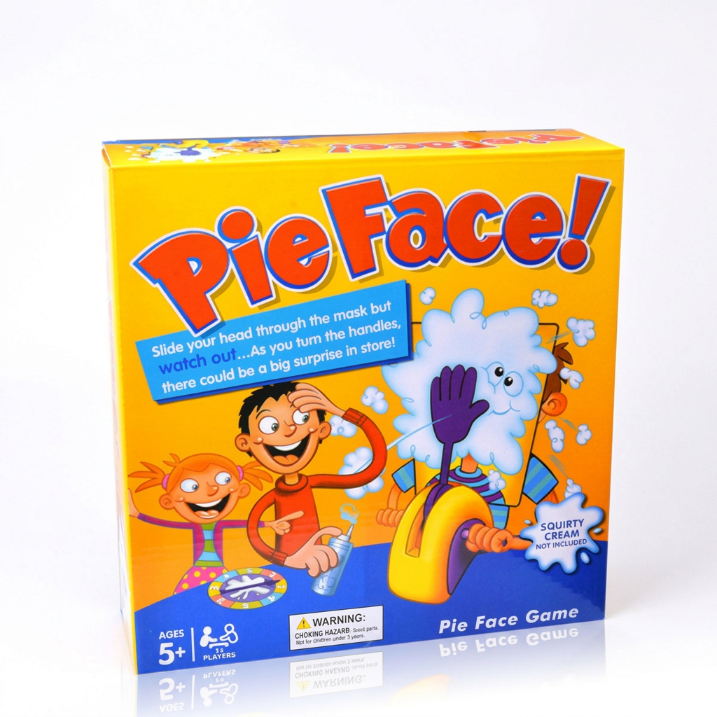 Pie Face Game fun for family and kids with whipped cream challenge