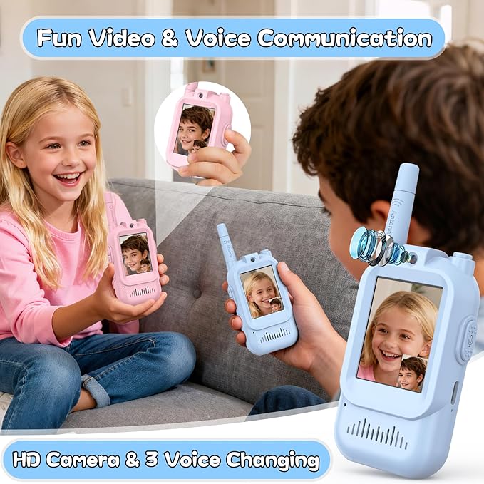 Pink and blue two-way radio set for kids