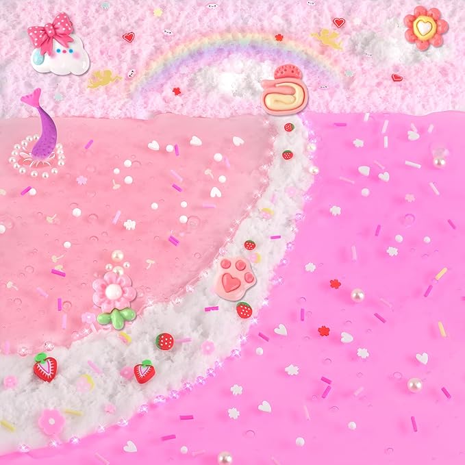 Pink cloud slime for kids with stretchy, mess-free texture