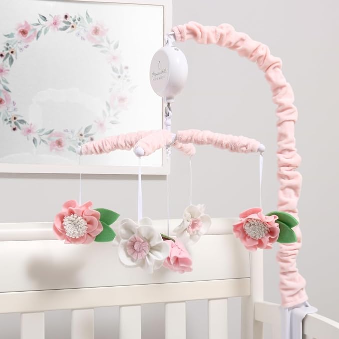 Pink music box unit for baby crib mobile