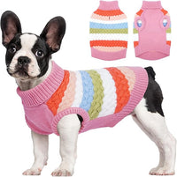 Pink Warm Dog Sweater With Stretch Knit Fabric For Small Pets