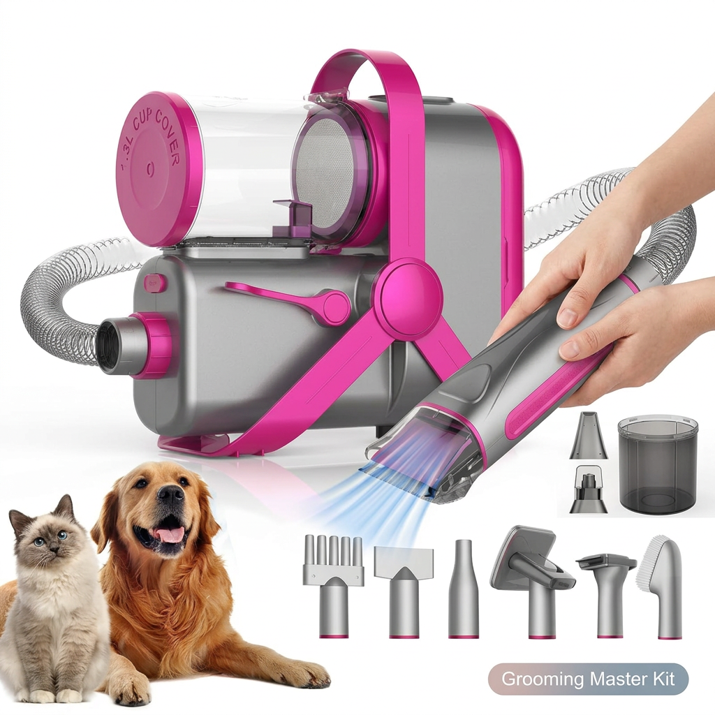 Pink dog training collar with adjustable strap and digital display