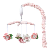 Pink musical baby crib mobile with rotating hanging toys