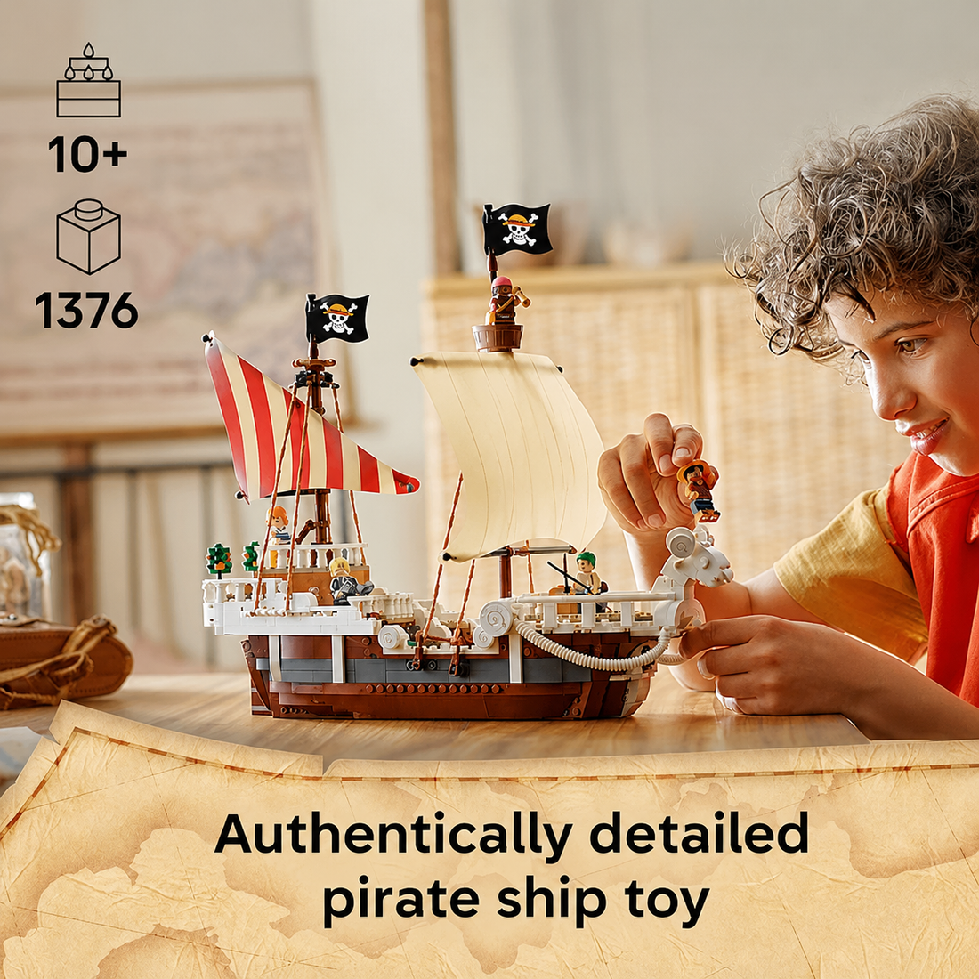 Pirate ship toy with crew figures
