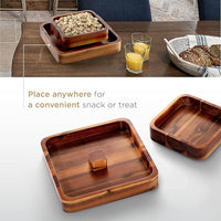 Wooden pistachio bowl with removable magnetic lid
