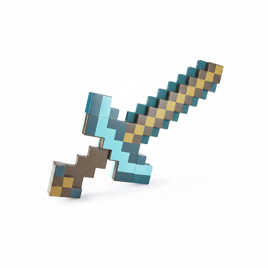 Pixel game style transforming toy accessory for kids display and play