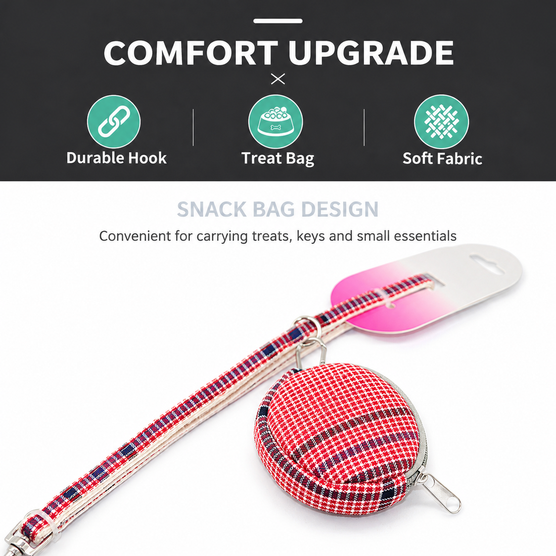 Plaid dog harness and leash set for everyday walks