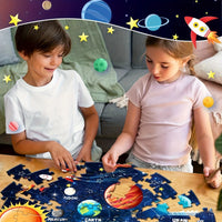 Planet puzzle for children with colourful space artwork