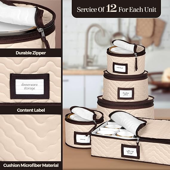 Plate storage container with dividers for cabinet organization