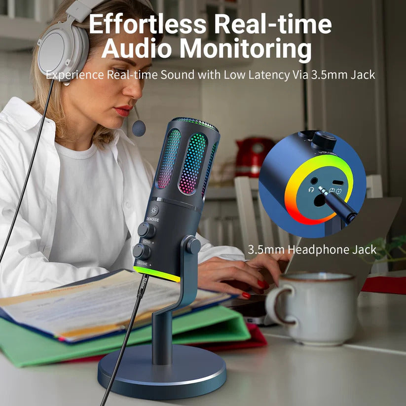 Plug-in desktop microphone for PC and Mac desk setup