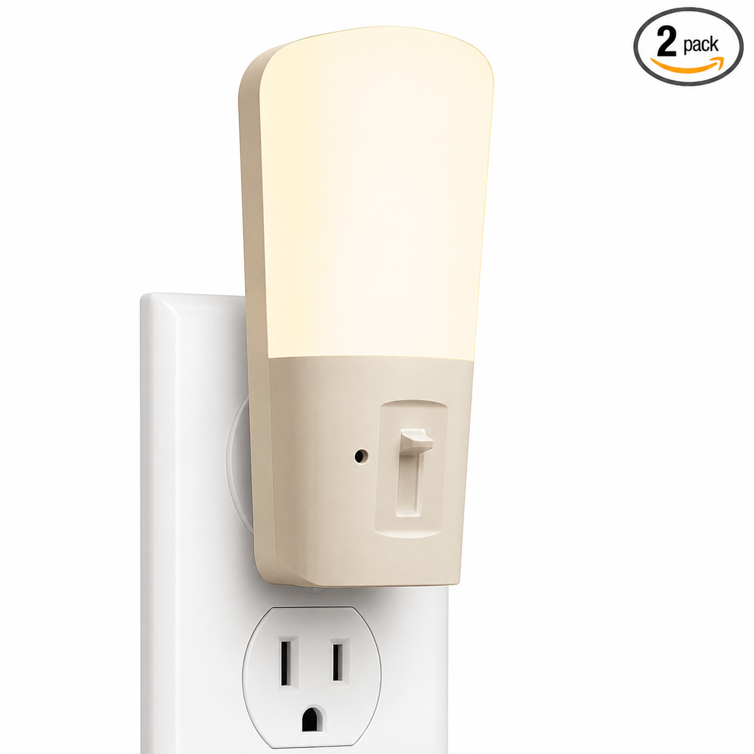 Plug-in LED night light 2 pack for bedroom and hallway use