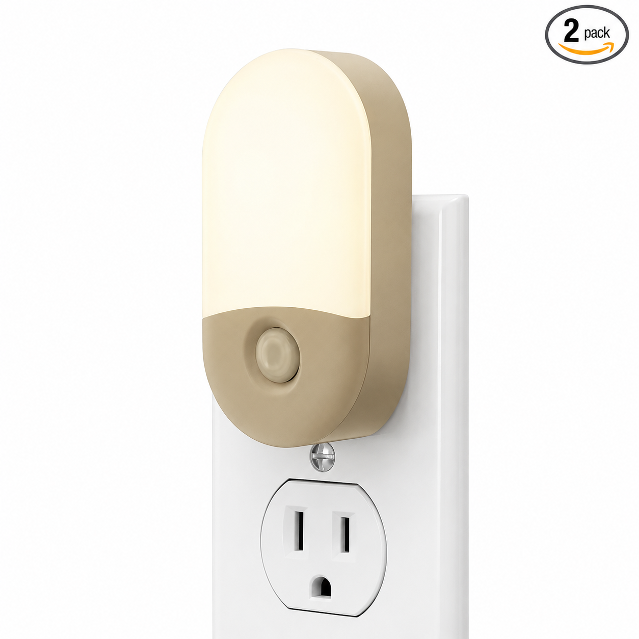 Plug-in LED night light 2 pack for bedroom and hallway use