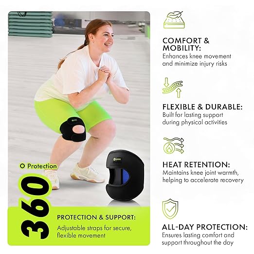 Close-up of adjustable straps and dual patella tendon support on plus-size knee brace