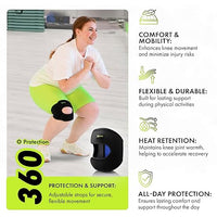 Close-up of adjustable straps and dual patella tendon support on plus-size knee brace