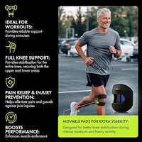 Plus-size knee brace worn during running and workouts for pain relief, stability, and recovery support