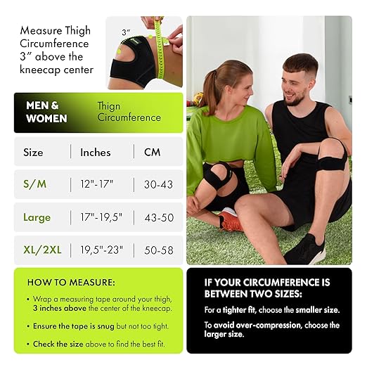 Side view of adjustable plus-size knee brace showing ergonomic straps, patella tendon support, and gel pads