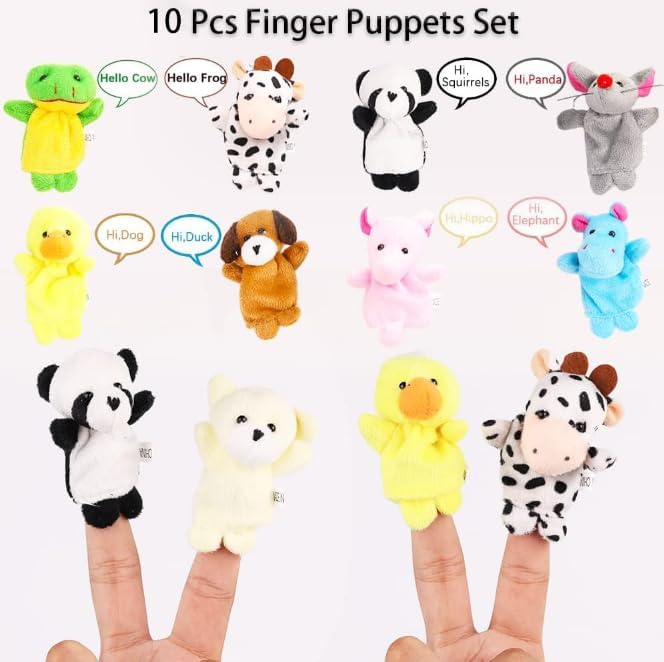 Soft Plush Animal Finger Puppets Set for Boys and Girls, Perfect for Pretend Play