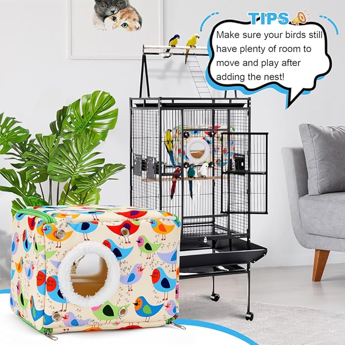 Cotton bird bed and hammock suitable for small birds during supervised indoor cage use