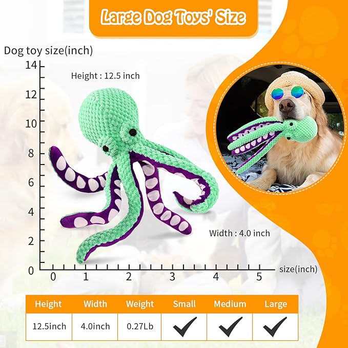 Front view of a plush dog toy with stuffed design